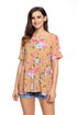 Yellow Lace-up Back Floral Ruffle Top